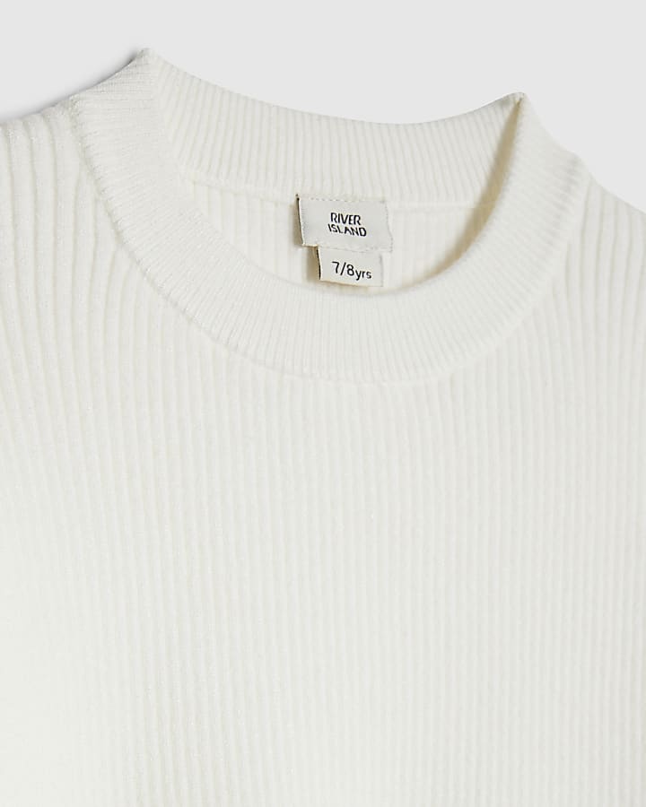 river island Girls Cream Cut out Bow Jumper Set