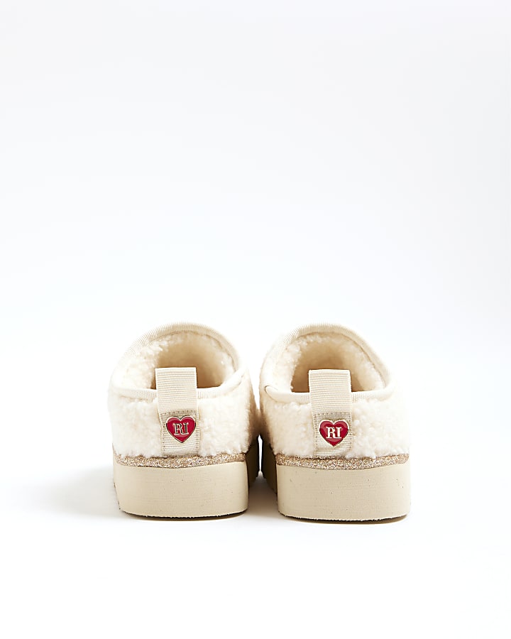 River Island Girls Cream Gingerbread Man Slippers
