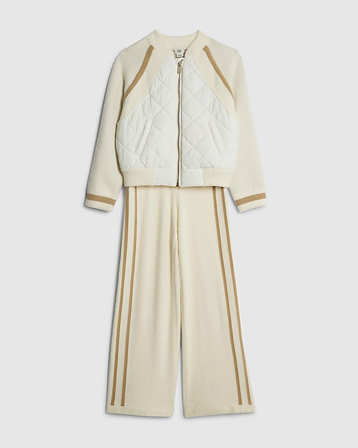River Island Girls Cream Hybrid Bomber Set