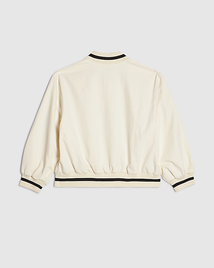 River Island Girls Cream Lace Trim Bomber Jacket