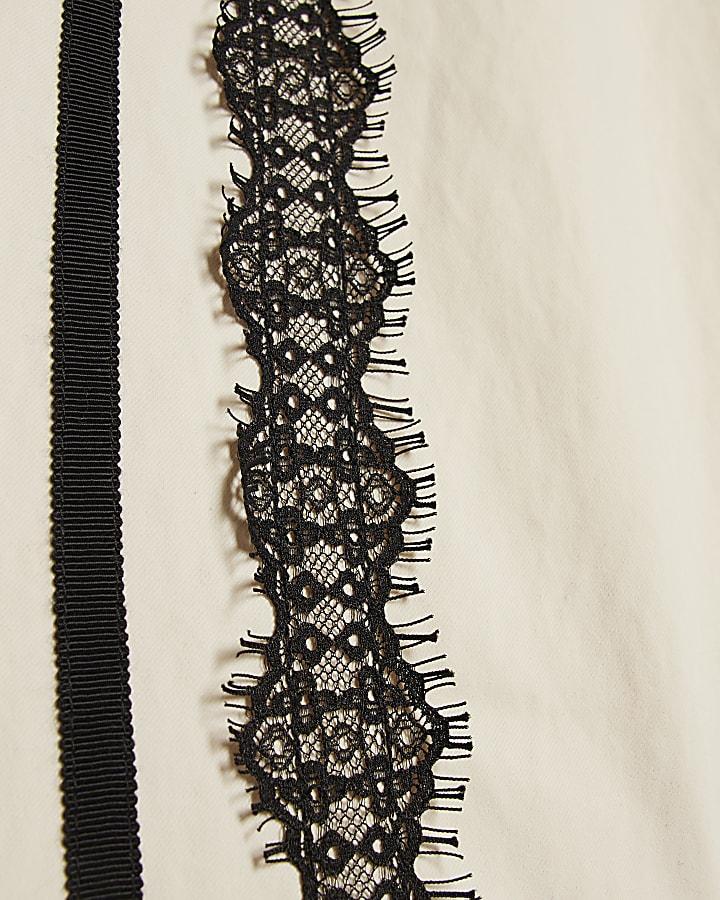 River Island Girls Cream Lace Trim Trousers