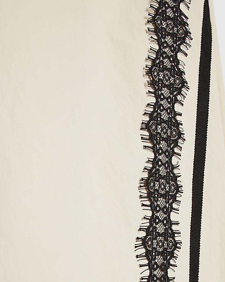 river island Girls Cream Lace Trim Trousers