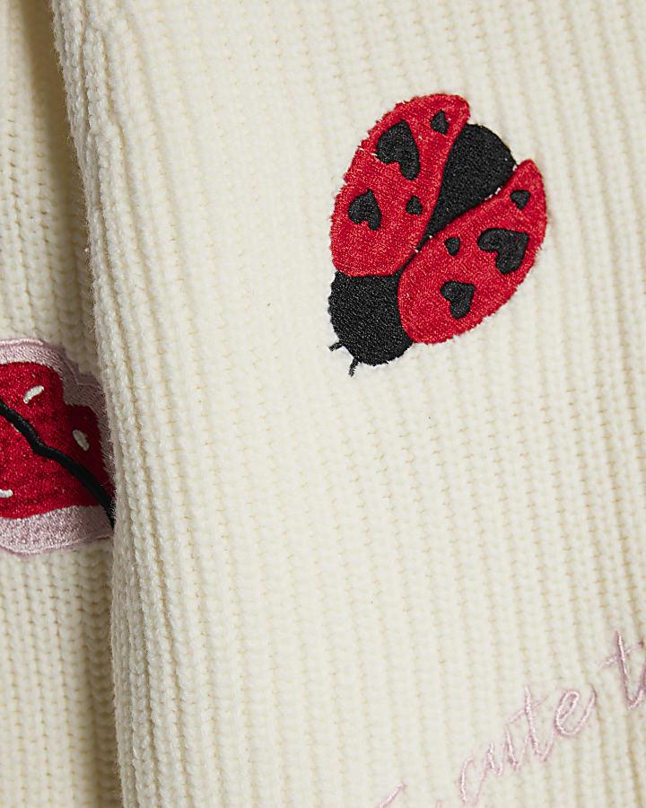 river island Girls Cream Ladybird Lips Jumper