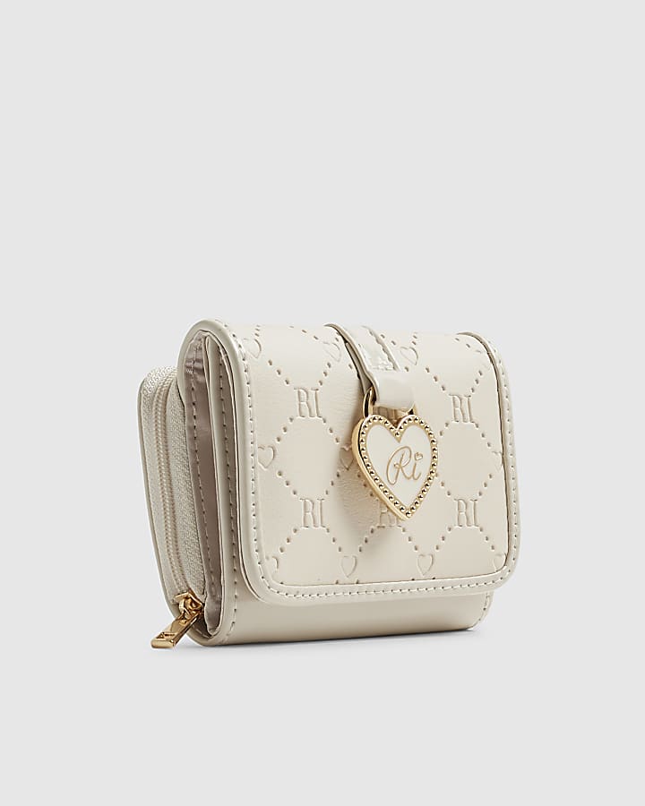 River Island Girls Cream Monogram Purse