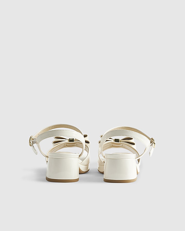 River Island Girls Cream Patent Bow Heeled Sandals