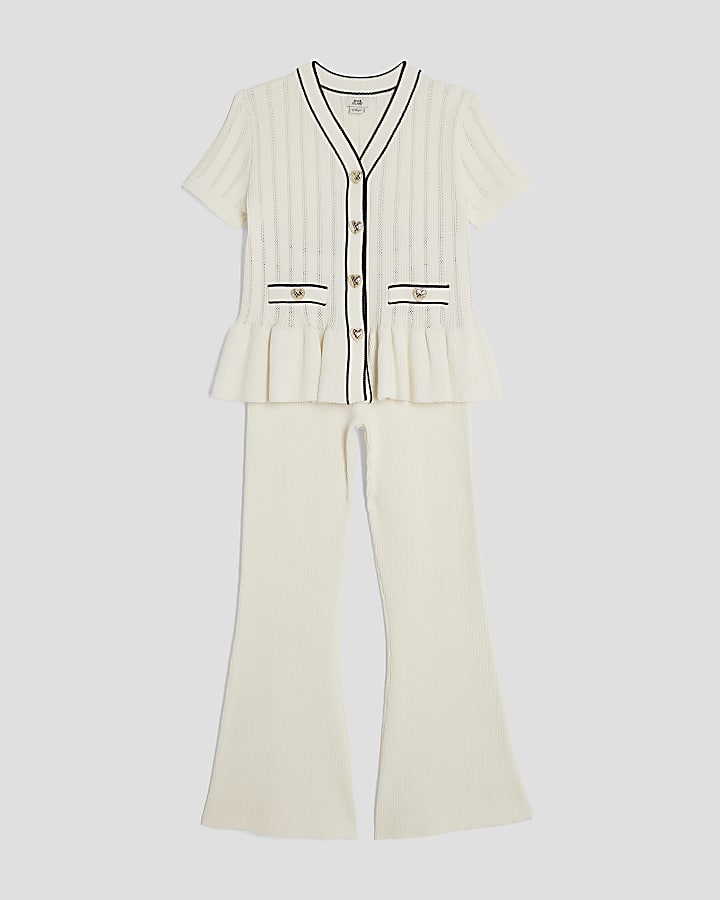 River Island Girls Cream Peplum Waistcoat Set