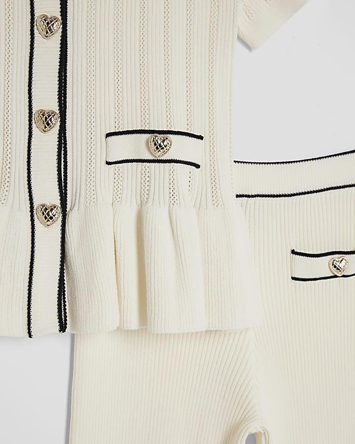 River Island Girls Cream Peplum Waistcoat Set