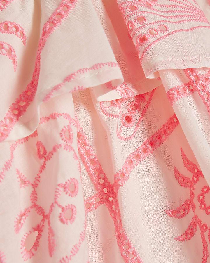 River Island Girls Cream Tiered Broderie Top Set