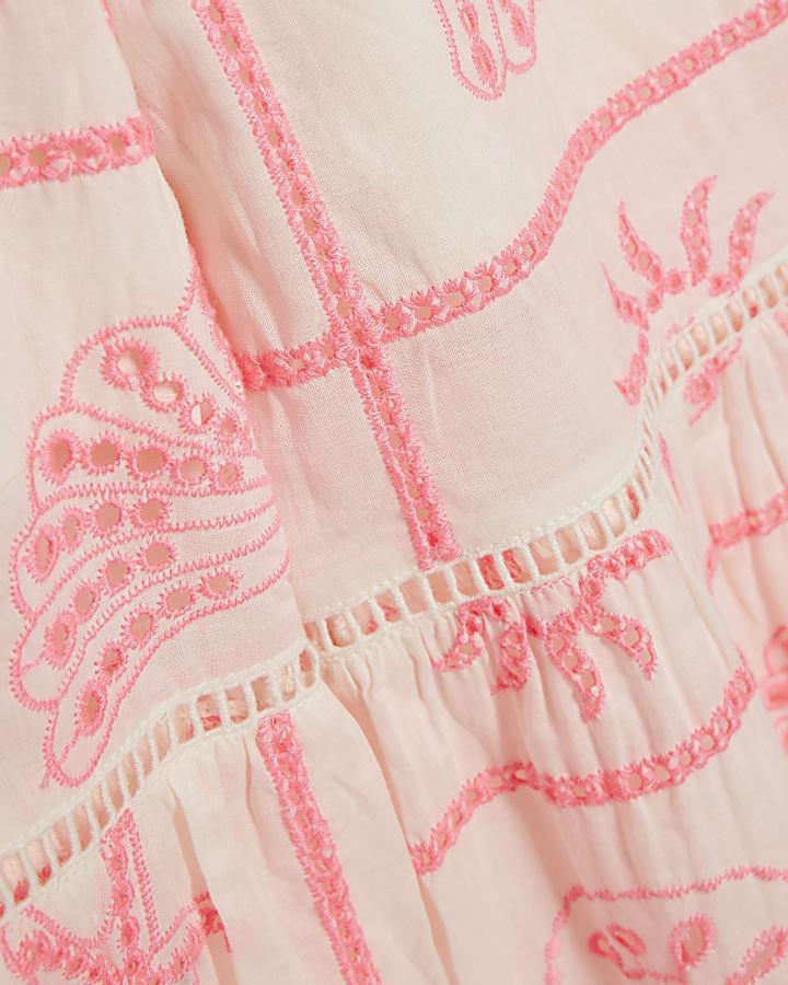 river island Girls Cream Tiered Broderie Top Set