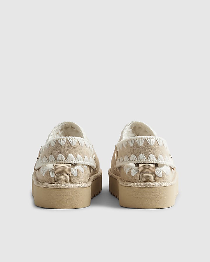 River Island Girls Cream Whipstitch Strap Slippers