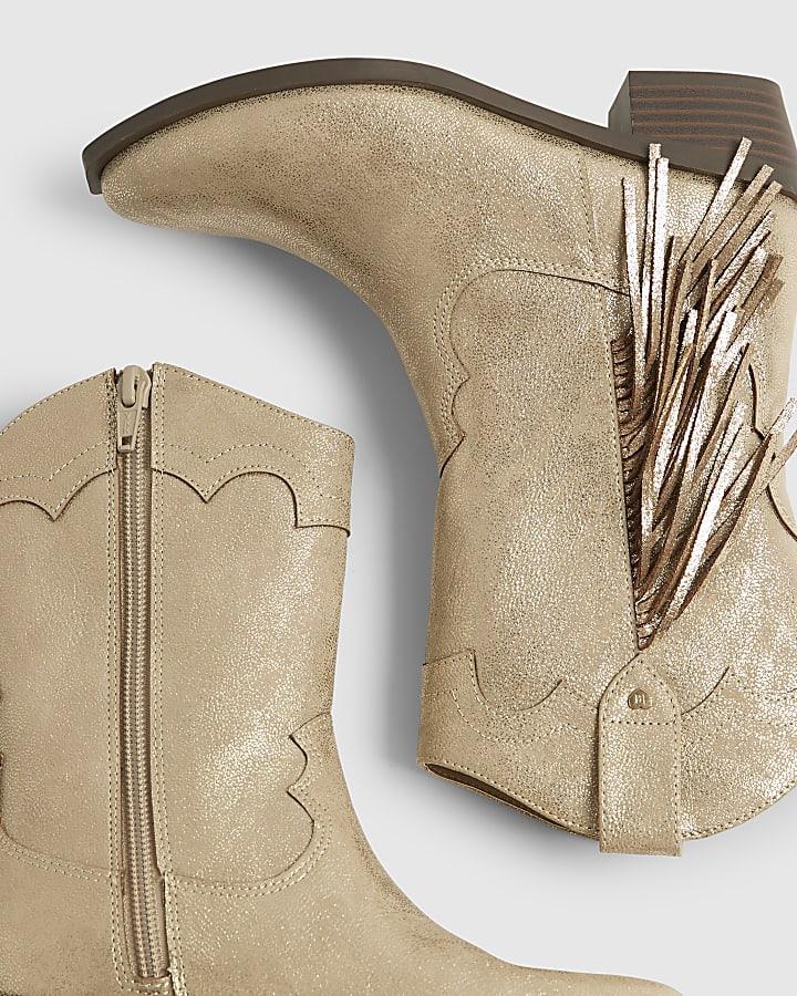 River Island Girls Gold Western Tassel Boots