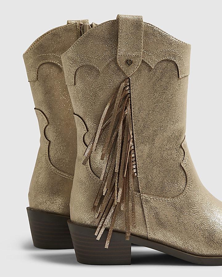 river island Girls Gold Western Tassel Boots