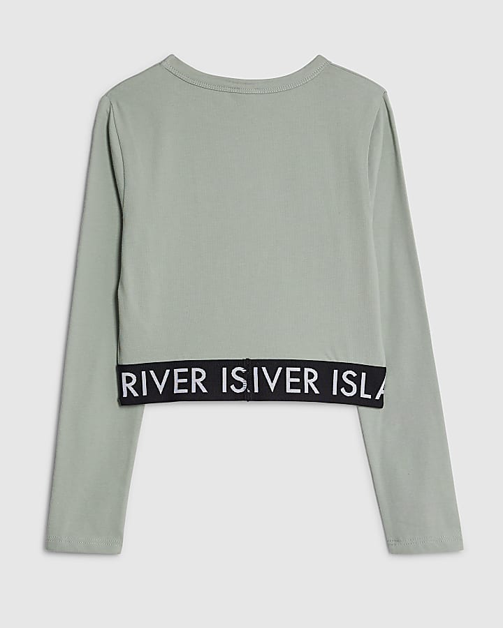 River Island Girls Green RI Waistband Top