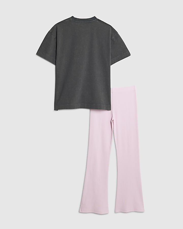 River Island Girls Grey Los Angeles T-Shirt Set