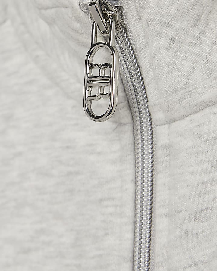 River Island Girls Grey RI Waistband Bomber Jacket