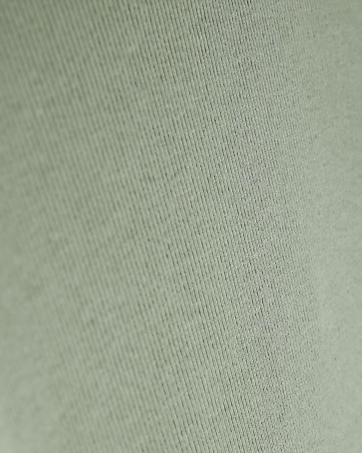 River Island Girls Khaki Ribbed RI Long Sleeve Top