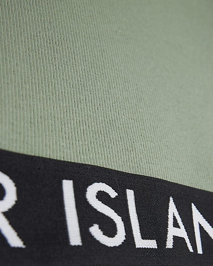 river island Girls Khaki Ribbed RI Long Sleeve Top
