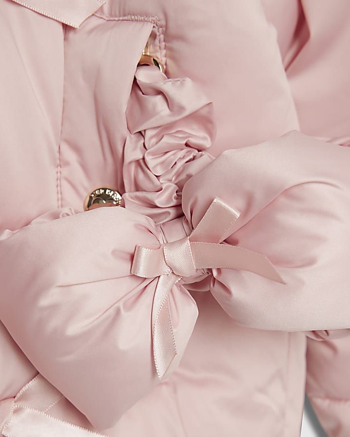 river island Girls Pink 3D Bow Padded Jacket