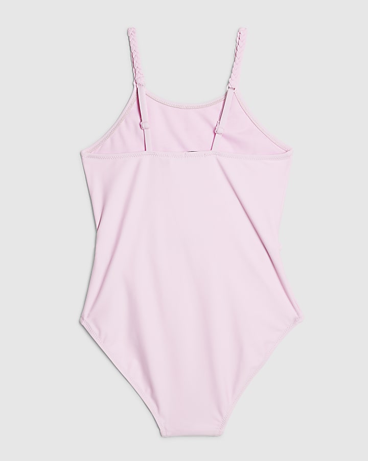 River Island Girls Pink 3D Floral Swimsuit
