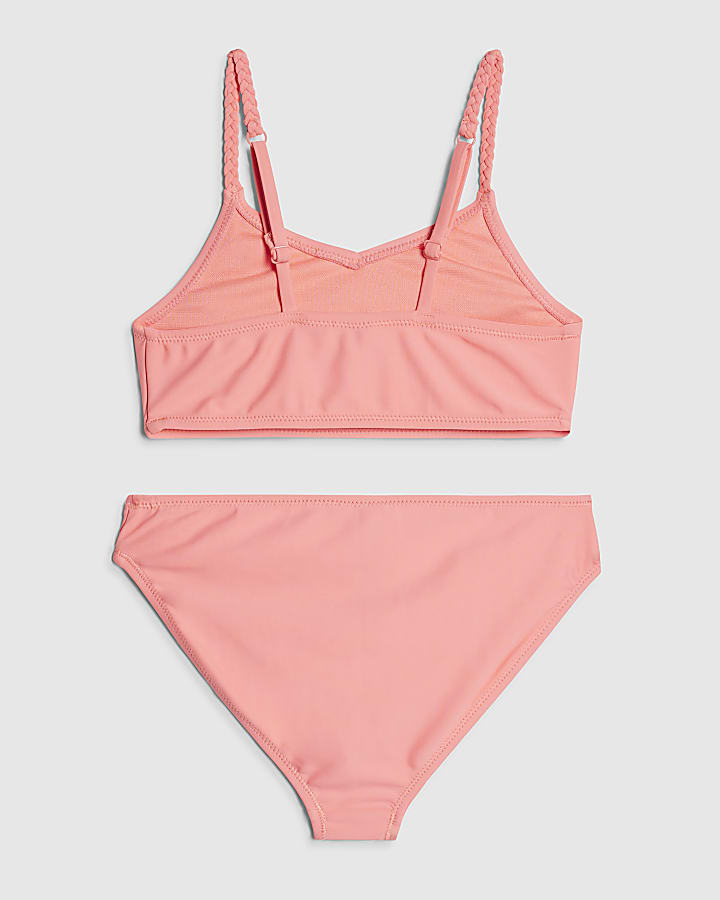 River Island Girls Pink 3D Flower Bikini Set