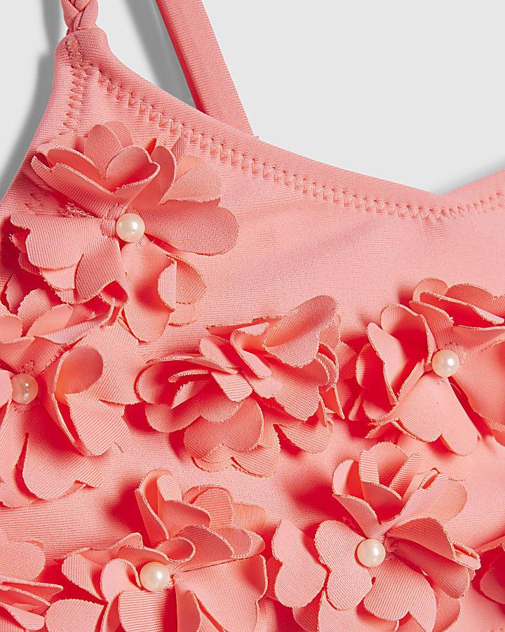 River Island Girls Pink 3D Flower Bikini Set