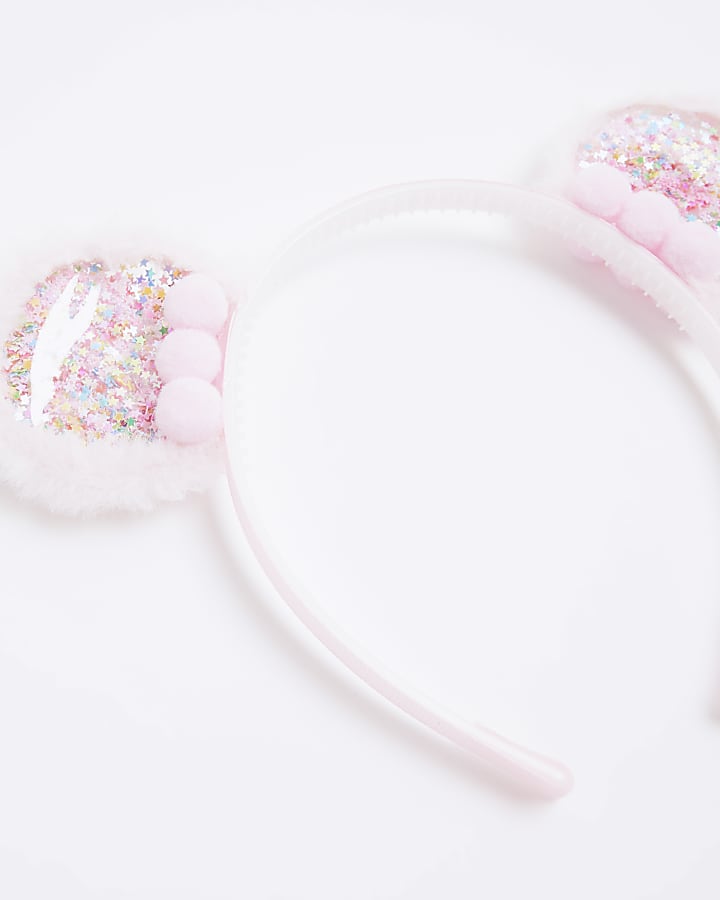 river island Girls Pink Bear Shaker Ears Headband