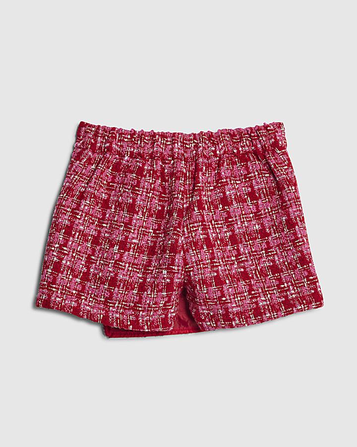 River Island Girls Pink Boucle Button Skort