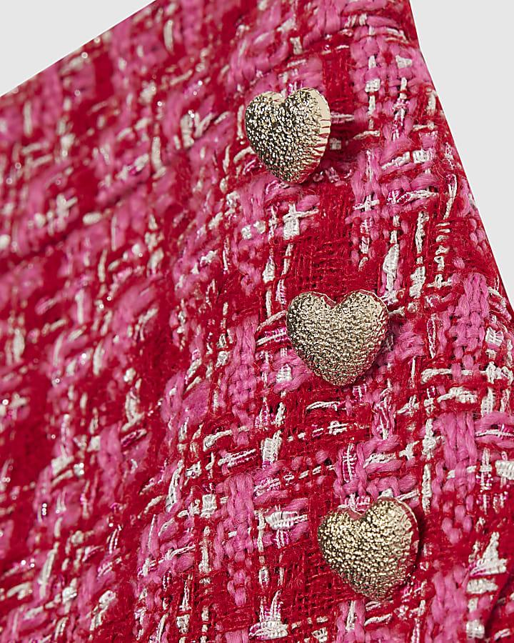 River Island Girls Pink Boucle Button Skort