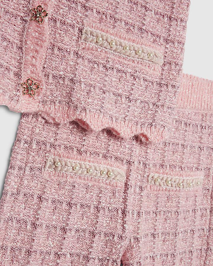 river island Girls Pink Boucle Waistcoat Set