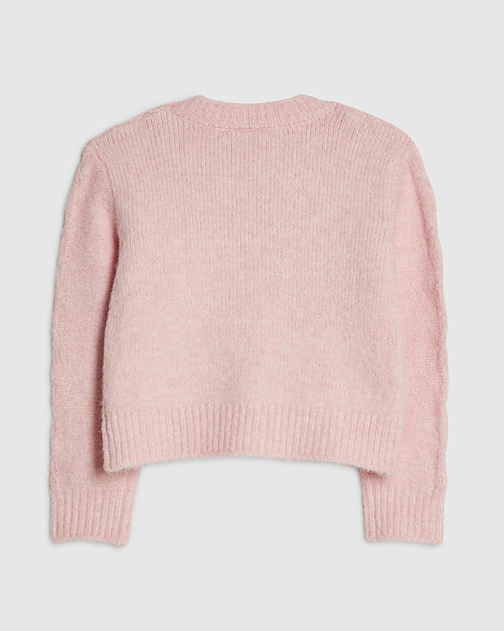 River Island Girls Pink Bow Flower Cardigan