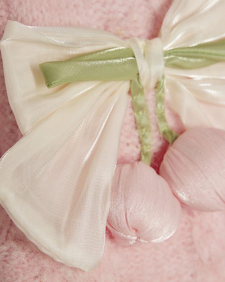 River Island Girls Pink Bow Flower Cardigan