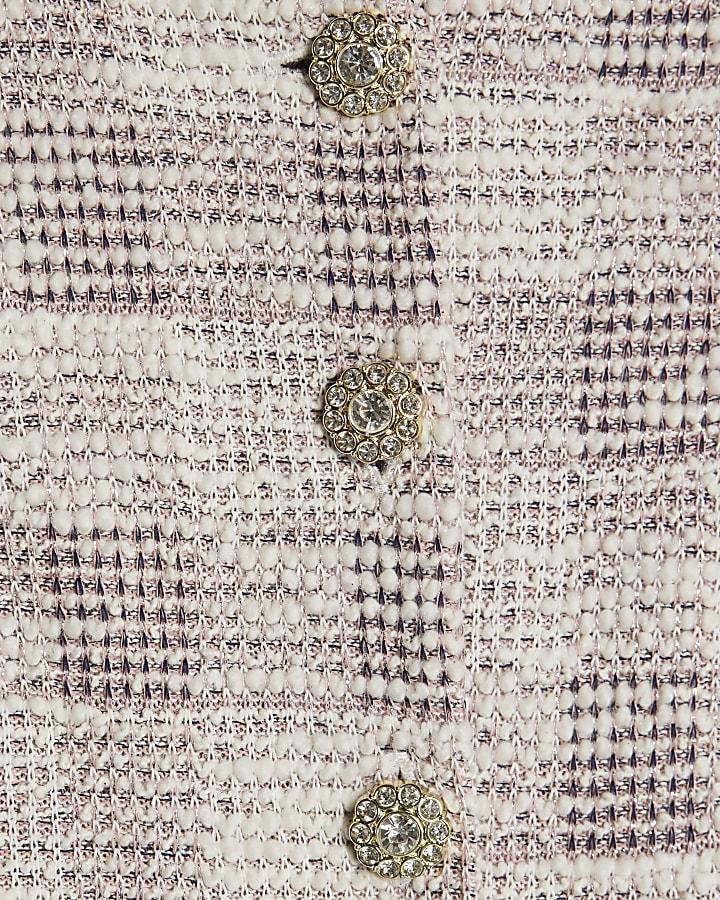 River Island Girls Pink Check Boucle Waistcoat Set