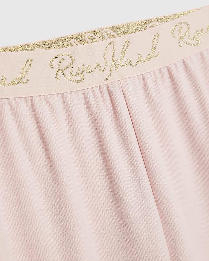river island Girls Pink Cosy Wide Leg Trousers Set
