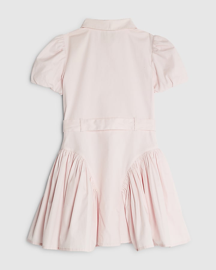River Island Girls Pink Embellished Shirt Dress