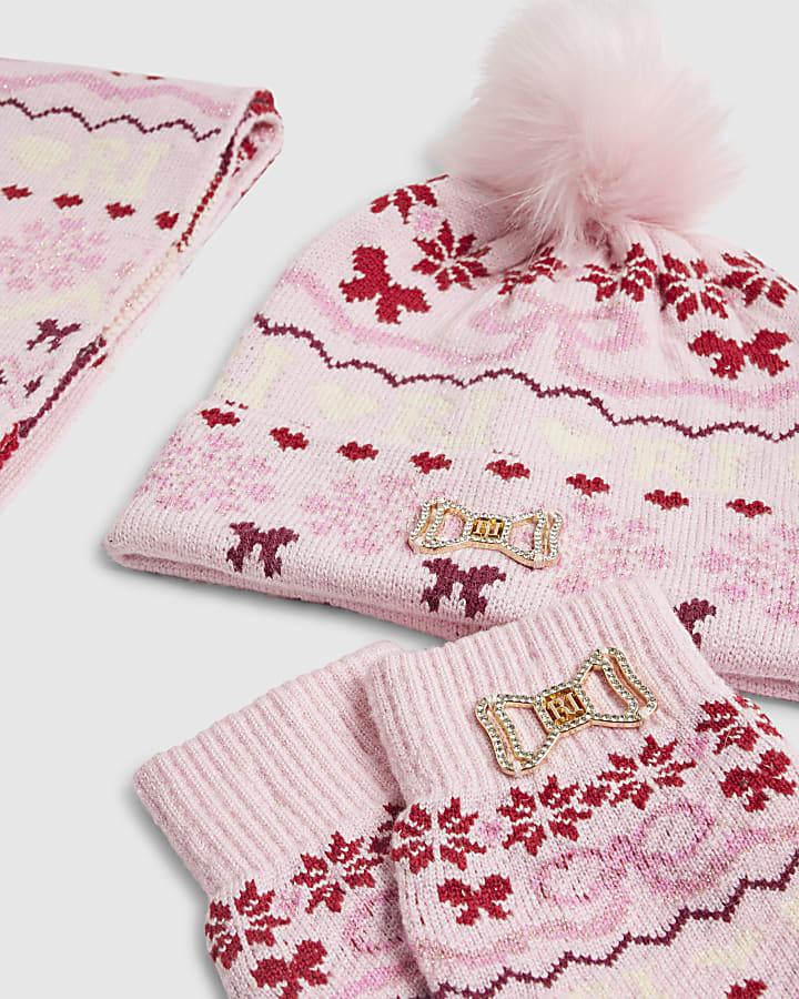 River Island Girls Pink Fairisle Bundle Of 3