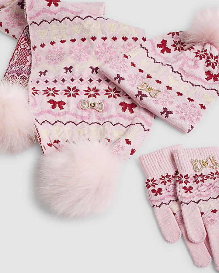 River Island Girls Pink Fairisle Bundle Of 3