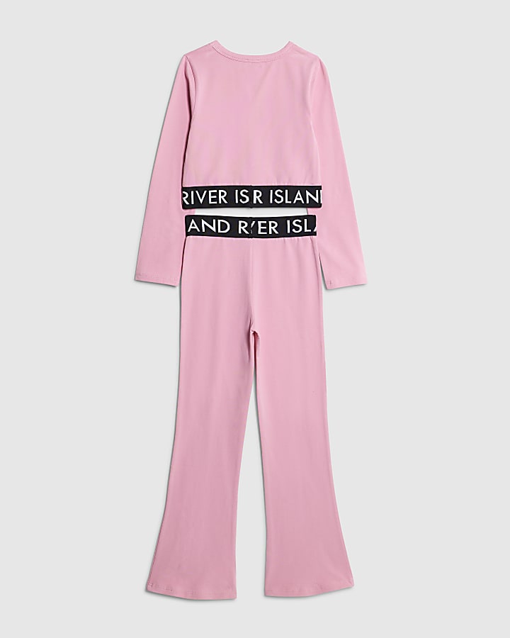 River Island Girls Pink Flared Leggings Set