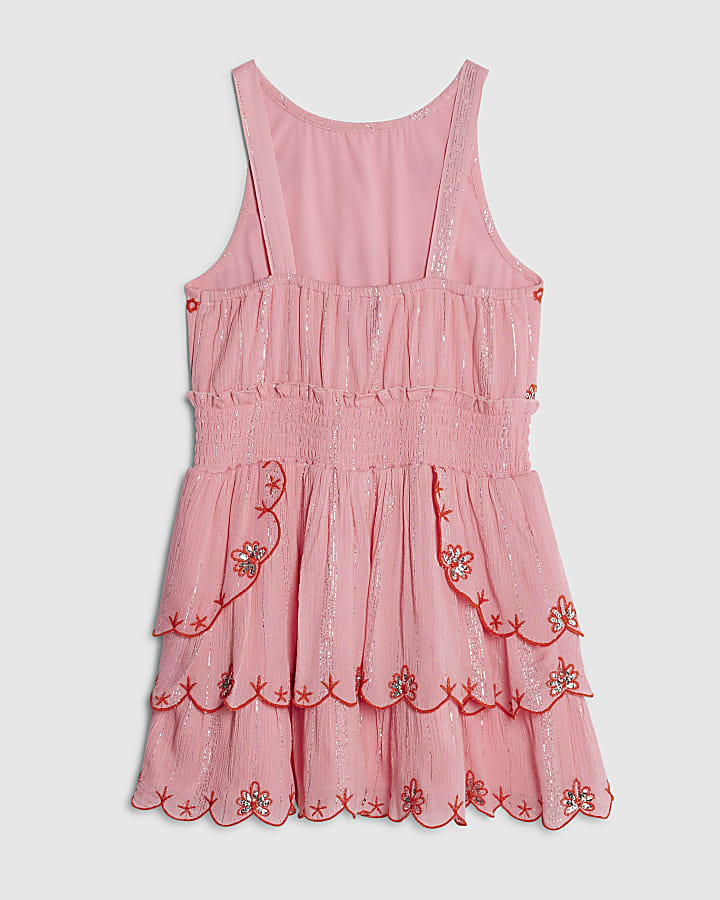River Island Girls Pink Floral Beach Dress