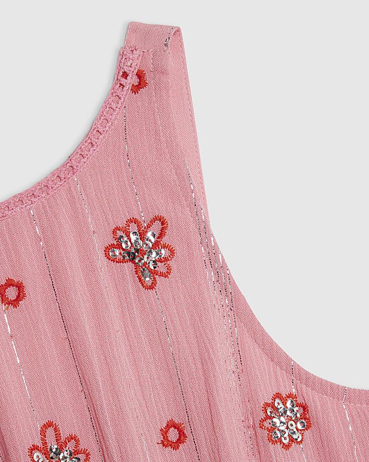 River Island Girls Pink Floral Beach Dress