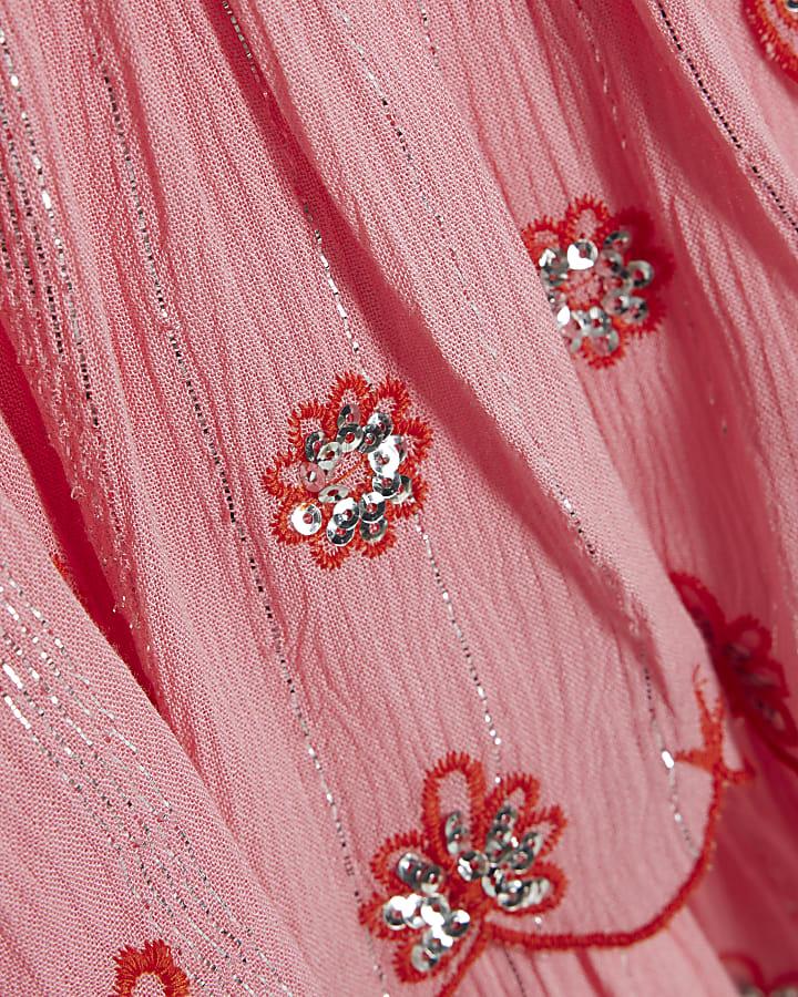 River Island Girls Pink Floral Beach Dress