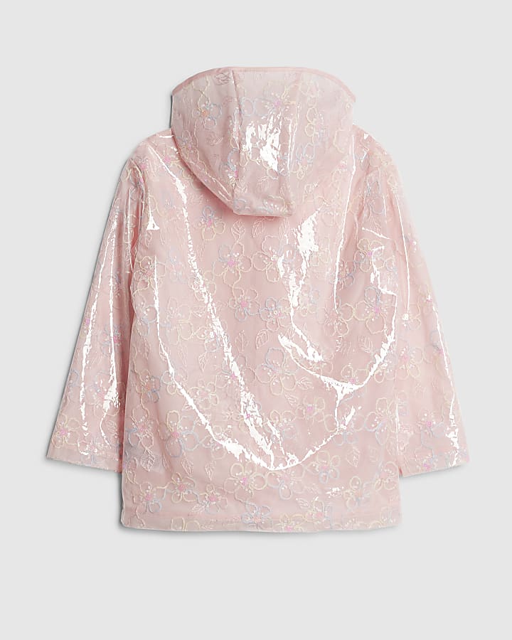 River Island Girls Pink Floral Raincoat