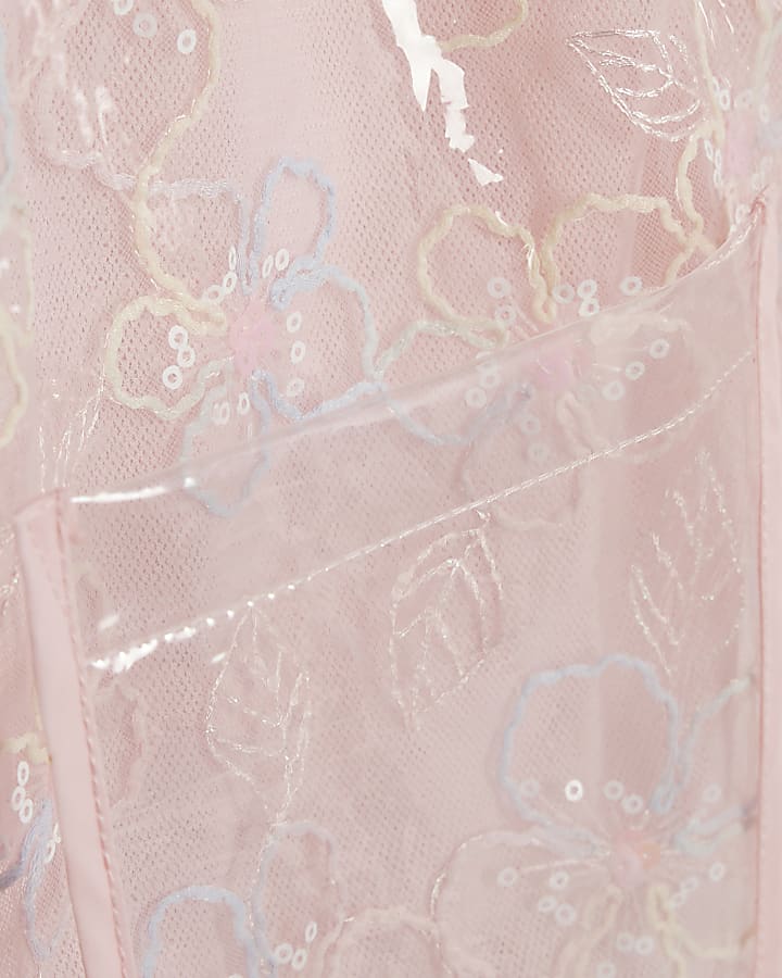 River Island Girls Pink Floral Raincoat