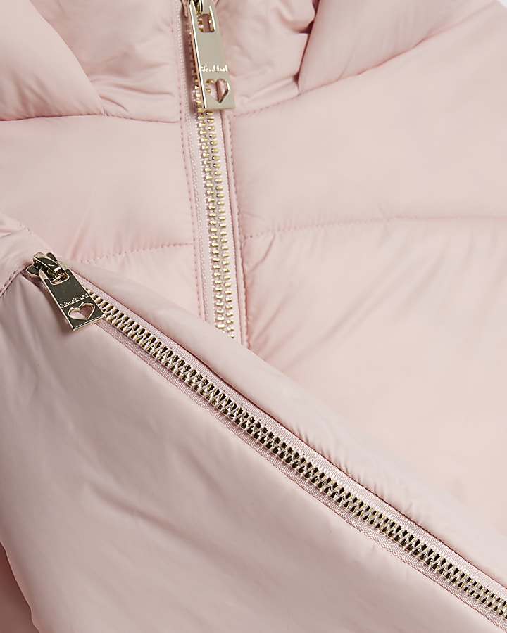 River Island Girls Pink Gilet With Bag Set