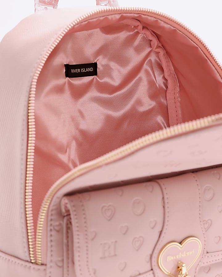 river island Girls Pink Heart Lock Pocket Backpack