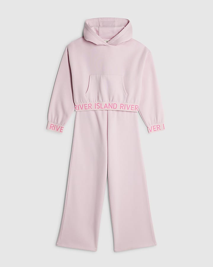 River Island Girls Pink Hooded Sweatshirt Set