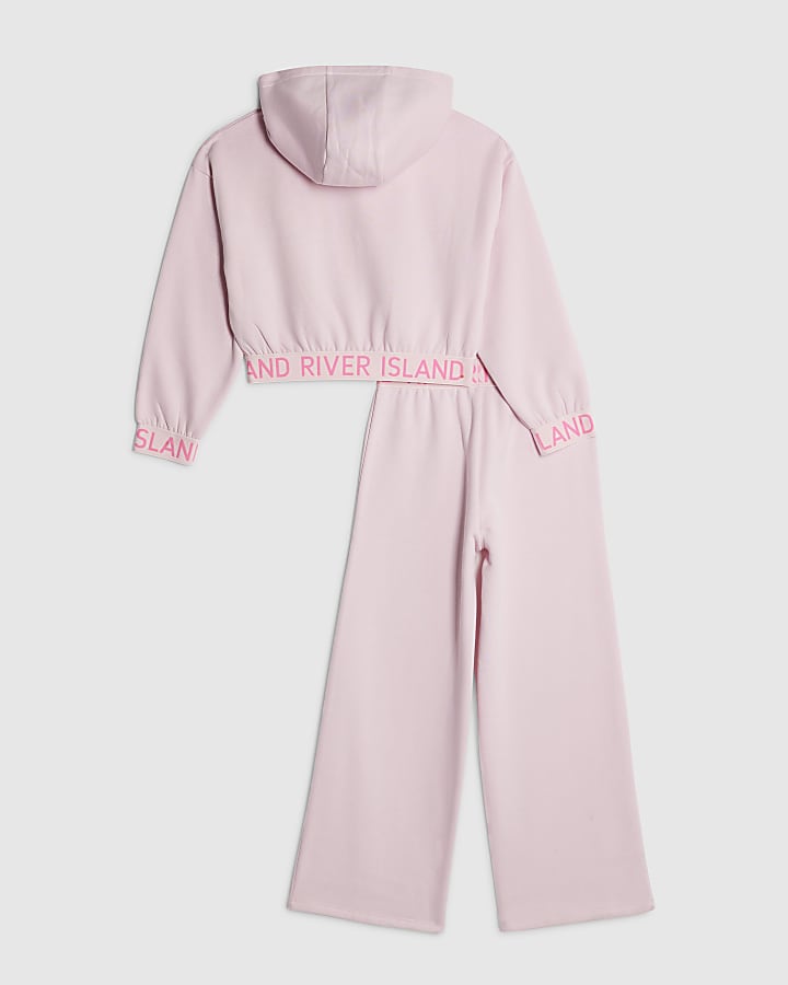 River Island Girls Pink Hooded Sweatshirt Set