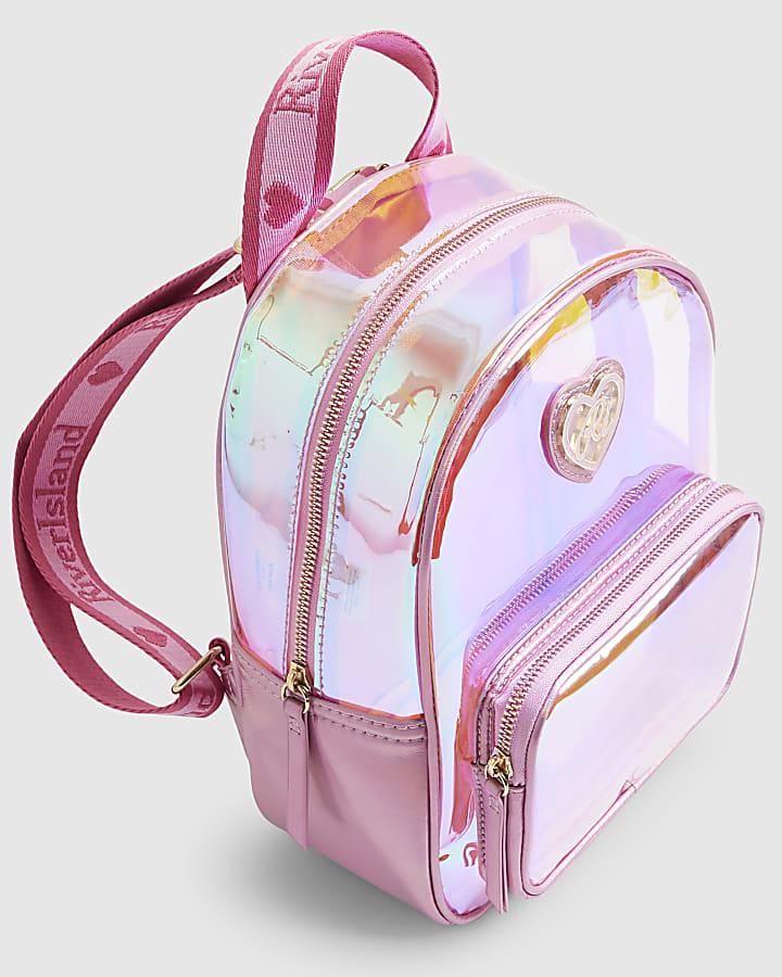 River Island Girls Pink Jelly Printed Backpack