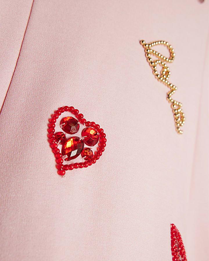 river island Girls Pink Lips Faux Fur Hem Dress