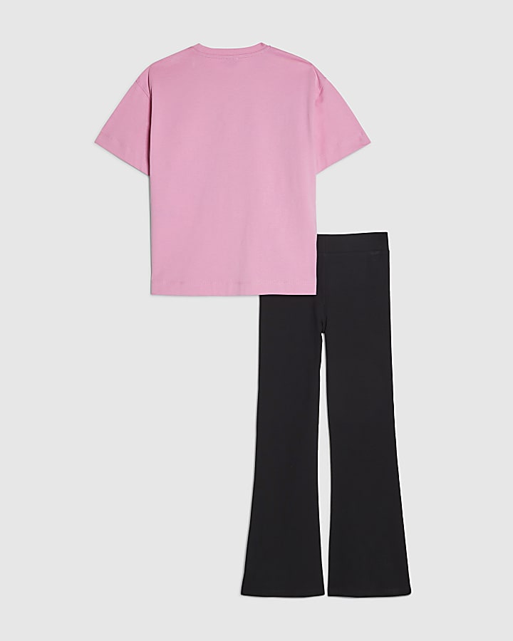 River Island Girls Pink Love T-Shirt Set
