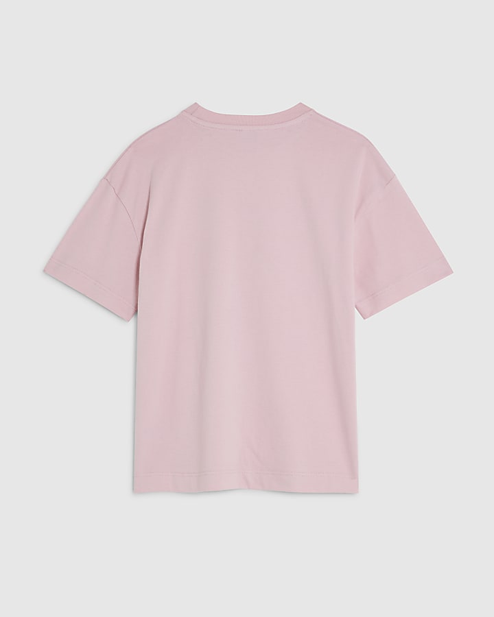 River Island Girls Pink Melrose Love Heart T-Shirt